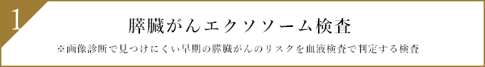 1.膵臓がんエクソソーム検査 ※画像診断で見つけにくい早期の膵臓がんのリスクを血液検査で判定する検査