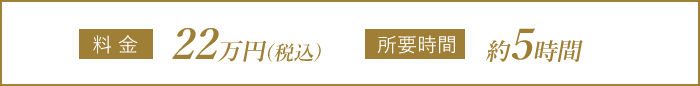 【料金】22万円、 【所要時間】約5時間